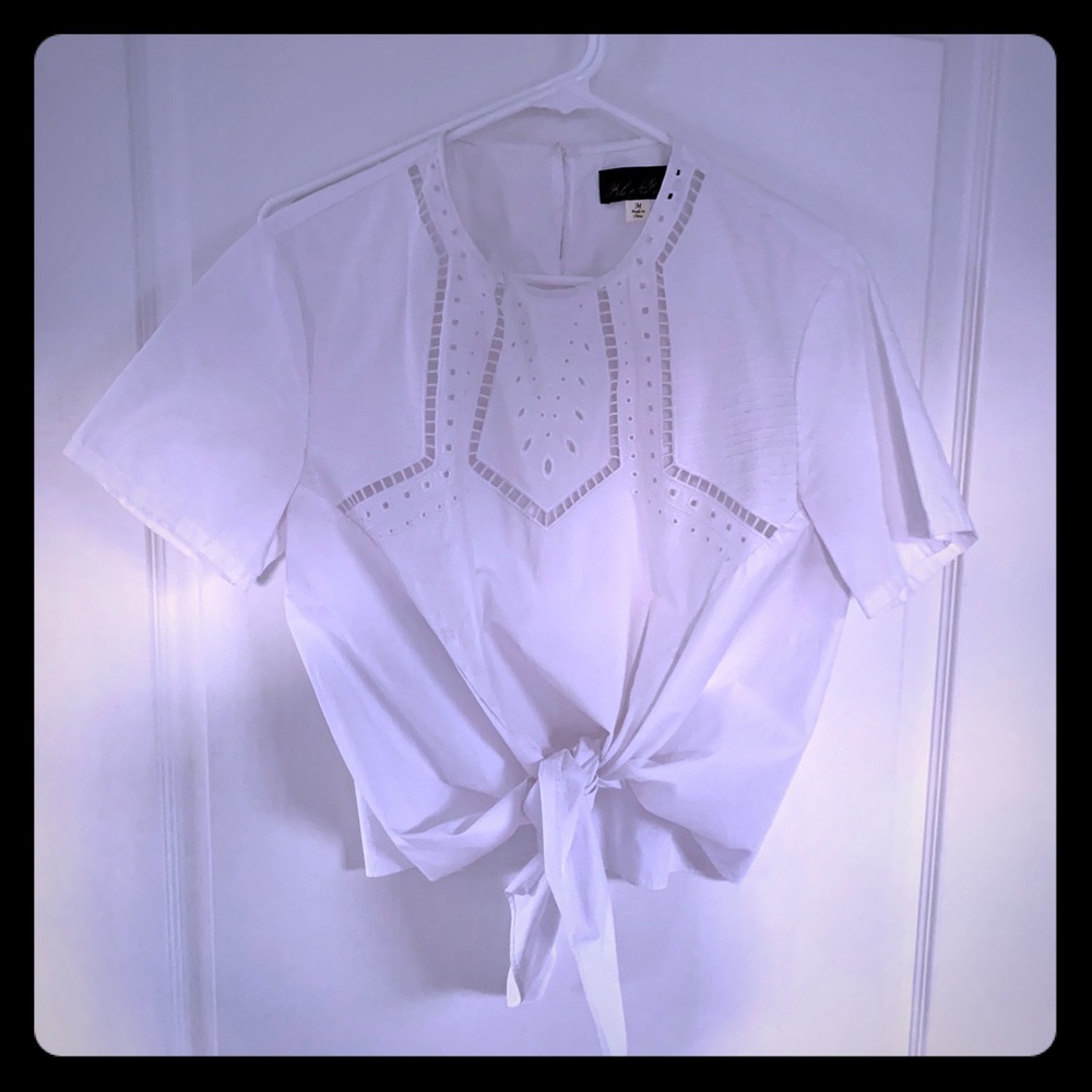 Blue Rain tie front Blouse